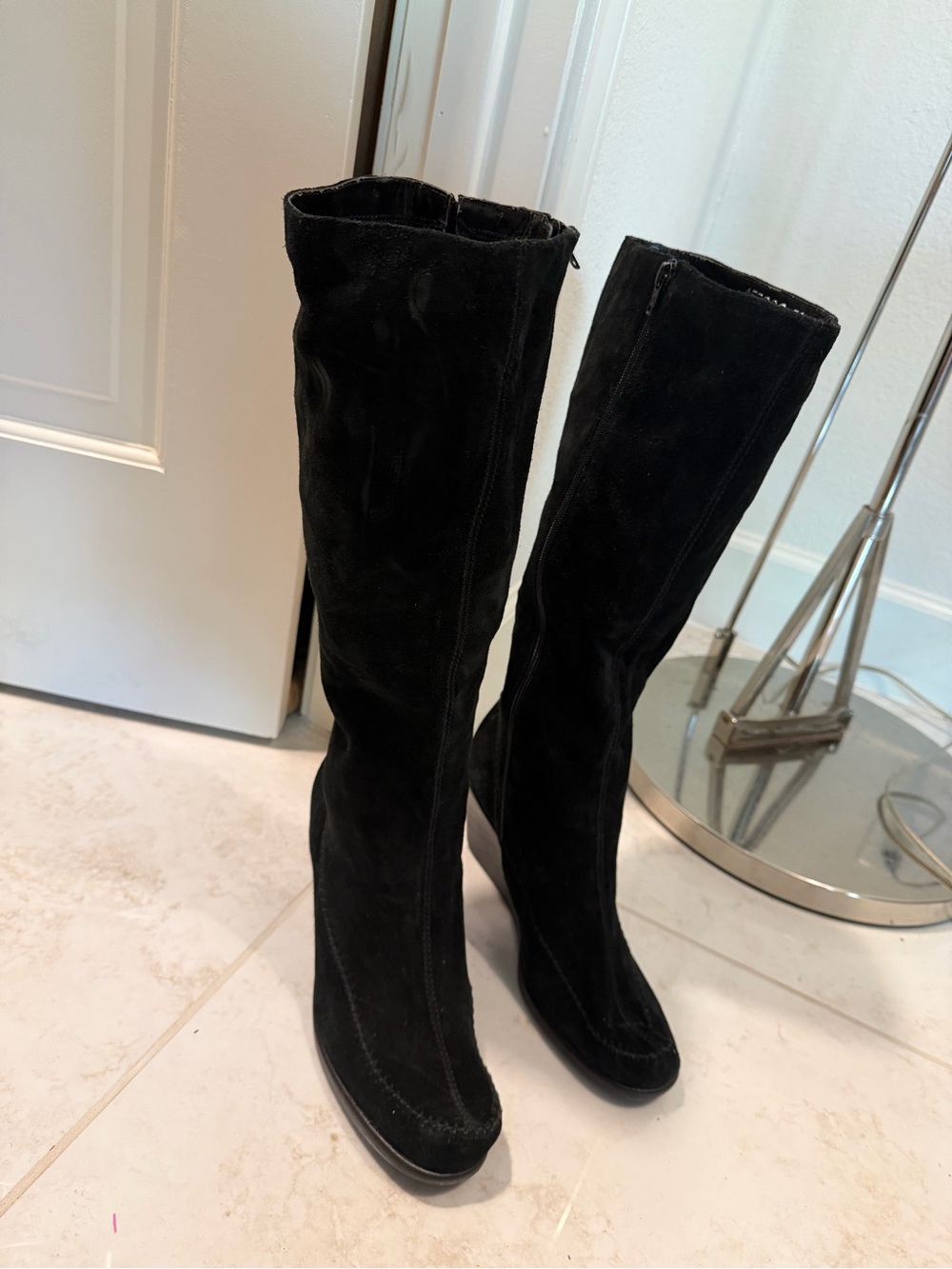 AEROSOLES Black Over-the-Knee Suede Boots
